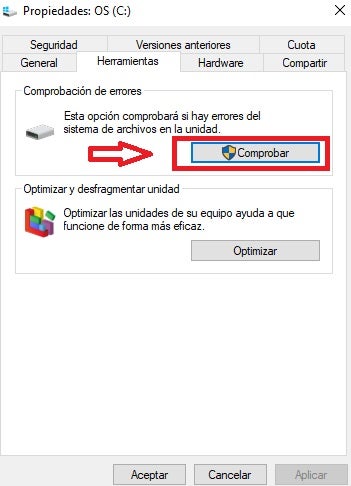 Herramienta de comprobación de errores de Windows