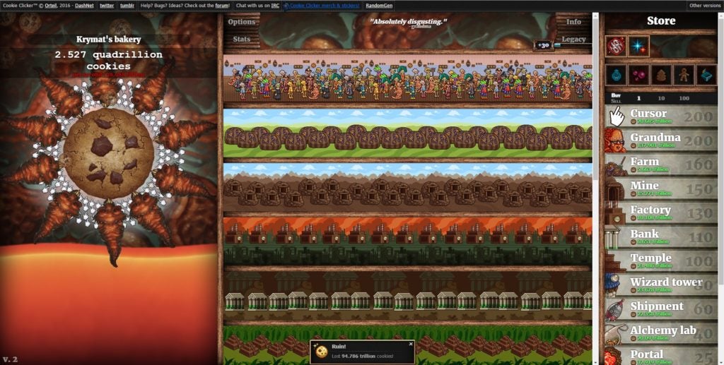 Interfaz de Cookie Clicker