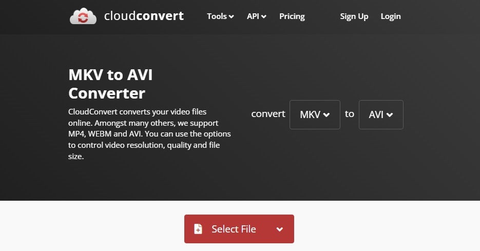 Interfaz de CloudConvert