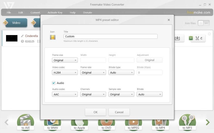 Interfaz de Freemake Video Converter