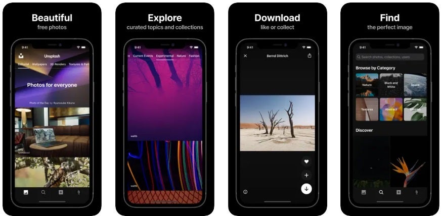 Interfaz de Unsplash