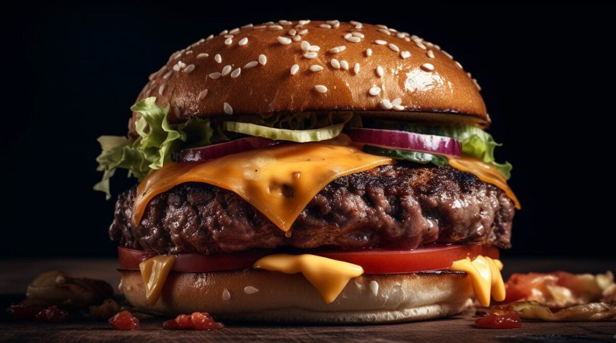 Imagen de una hamburguesa con IA