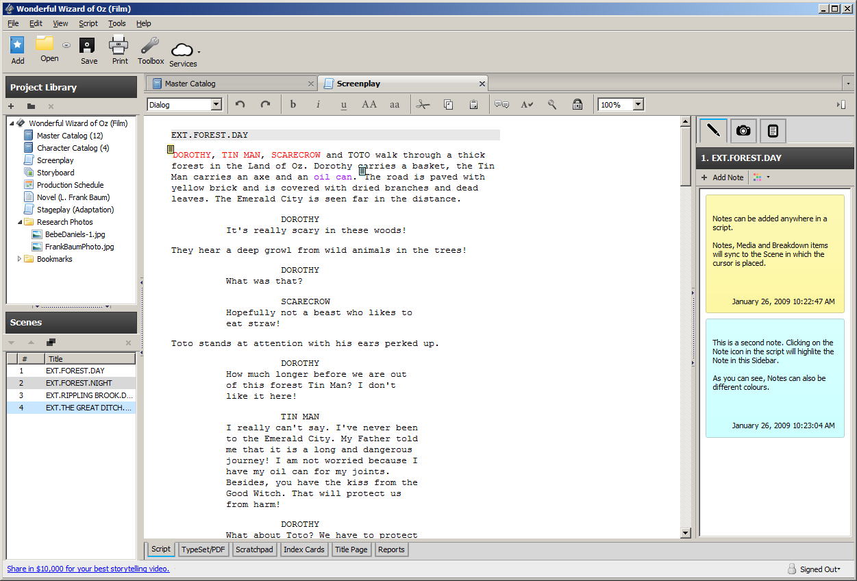 Tend to doubt Wizard of Oz was actually written with this software though.