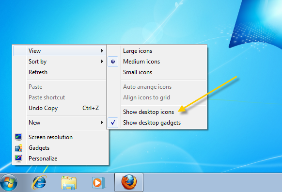 Hide Windows 7 icons