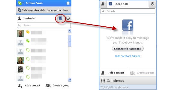 Adding Skype contacts from Facebook