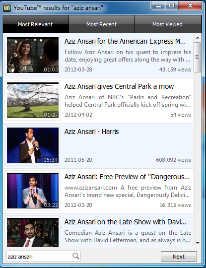 UMPlayer YouTube search