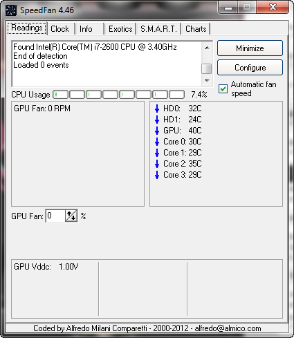 speedfan main menu