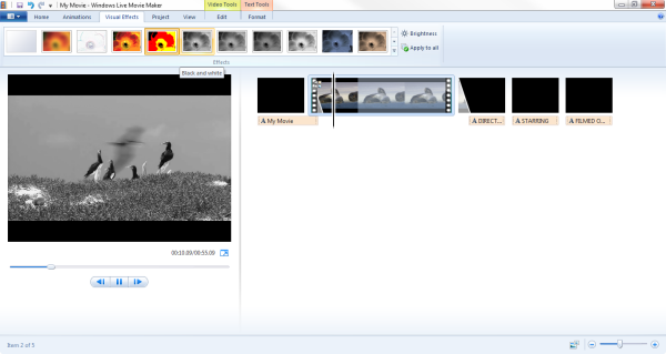windows live movie macker visual effects