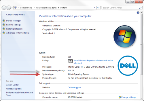 check 32 or 64 bit windows