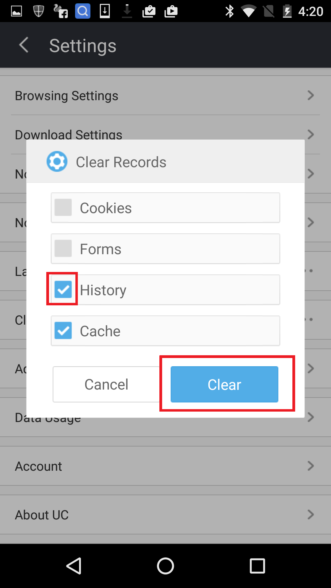 Clear Histroy