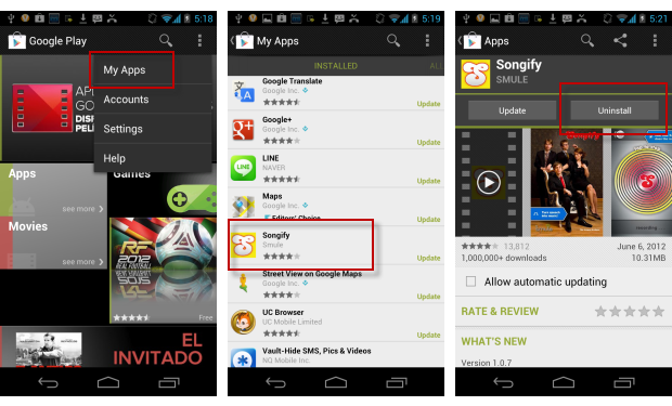 Uninstall Android app
