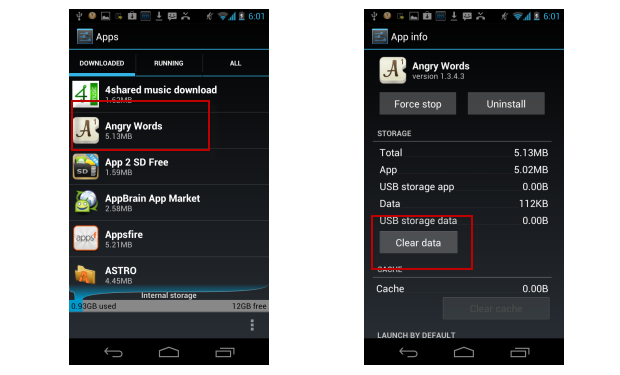 Delete application cache