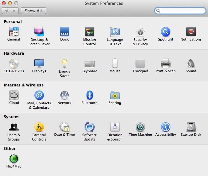 Mountain Lion System Preferences