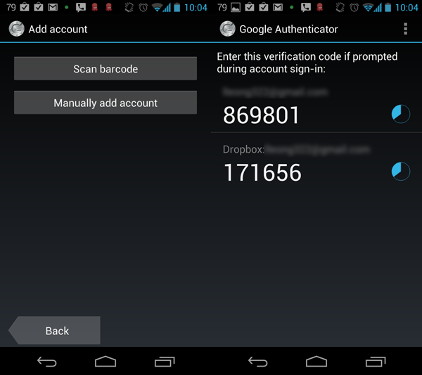 google authenticator dropbox