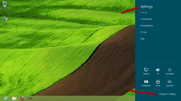 windows 8 settings control panel