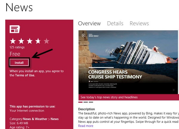 Click the Install button when you've made your selection