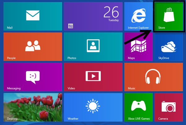 Click the Windows Store tile on the Start menu