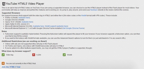 HTML5 in YouTube