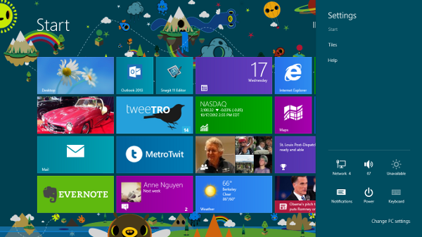 windows 8 settings button
