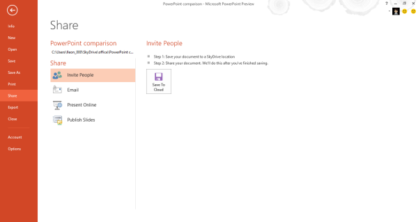 powerpoint 2013 cloud sharing