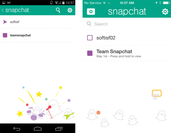 Snapchat Android iOS messages