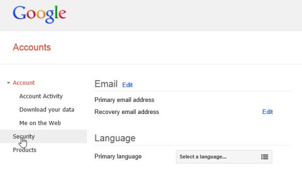 Google Security Settings