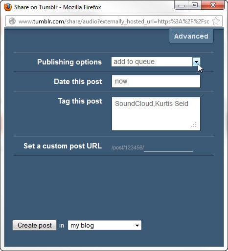 Soundcloud advanced options