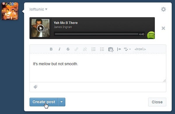Spotify paste into Tumblr