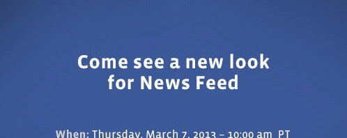 Facebook to hold event about ‘a new look for News Feed’ on March 7th