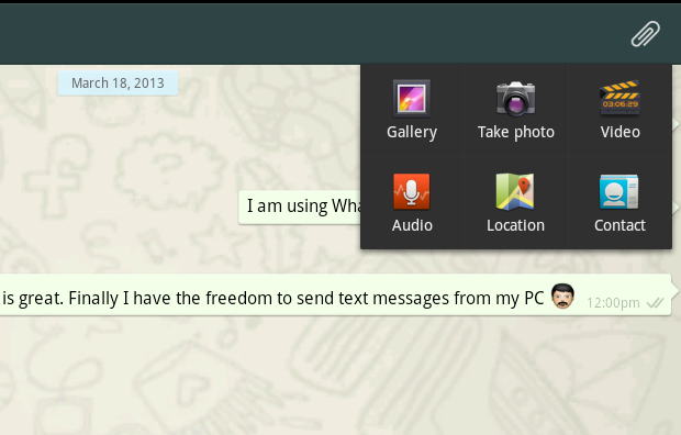 WhatsApp file sharing