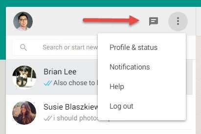 WhatsApp Web menu button