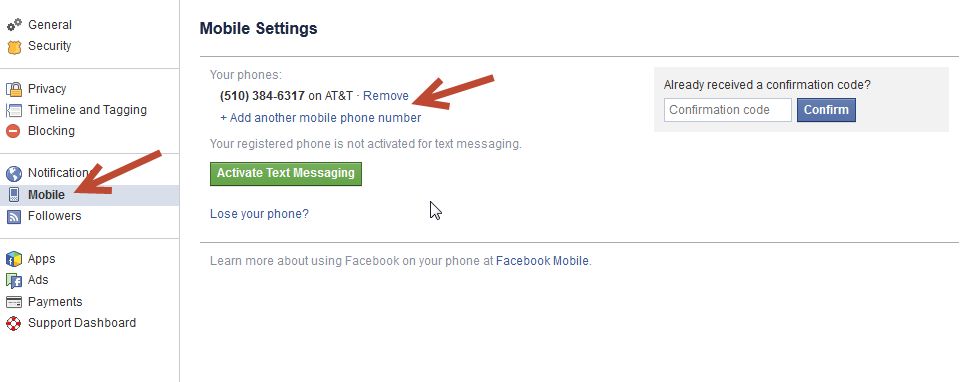 change mobile settings
