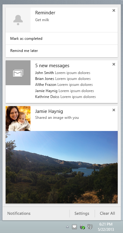 google chrome notification center