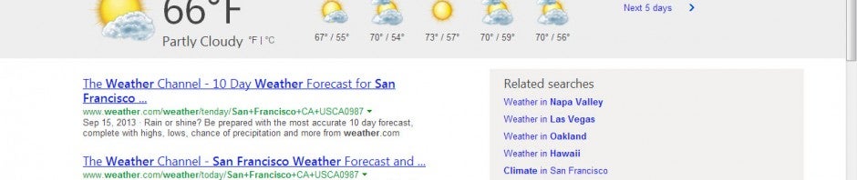 weather in san francisco bing results