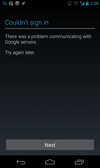 Google Sync Could't Sign In error Google Sync Could't Sign In error
