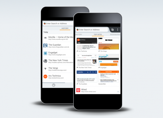 Firefox for Android Home screen