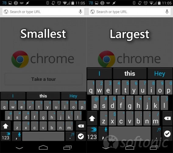 SwiftKey custom keyboard size comparison updated