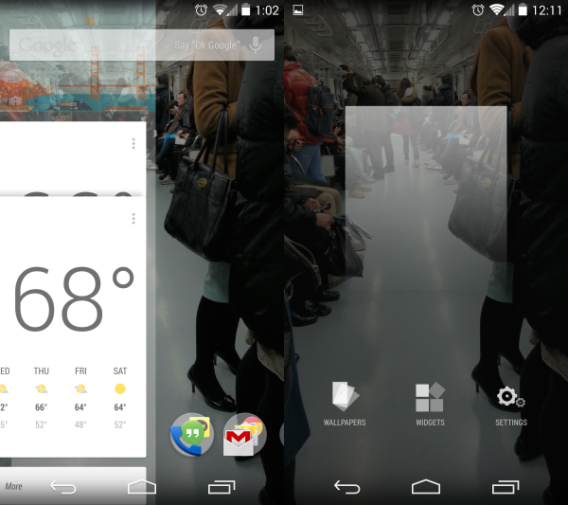 Android 4.4 Google Now widgets