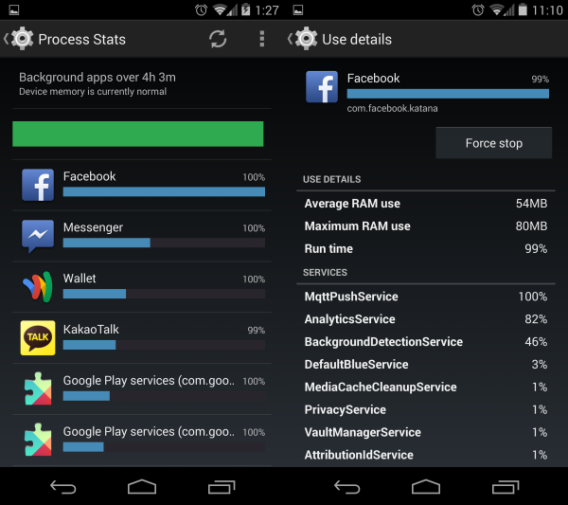 Android 4.4 KitKat process stats