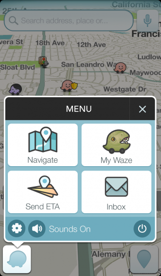 Waze updated main menu