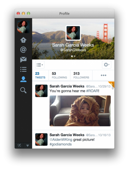 Twitter for Mac profiles