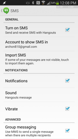 Google Hangouts 2.0.2 update options via Android Police