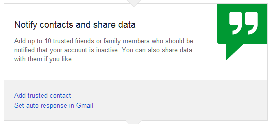 Google Inactive Account Manager Notify contacts and share data