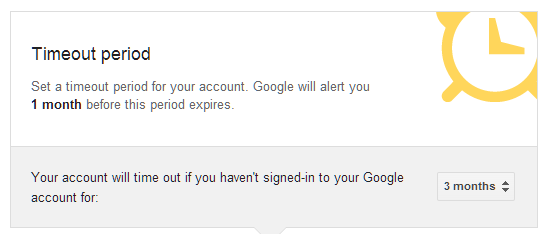 Google Inactive Account Manager Timeout Period