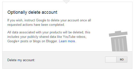 Google Inactive Account Manager optionally delete account