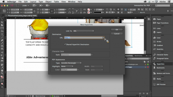 Adobe InDesign CC URL options Adobe InDesign CC URL options