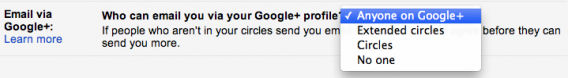 Gmail Email via Google Plus settings