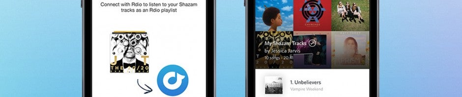 Rdio & Shazam partnership header