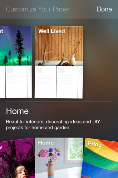 Facebook Paper categories