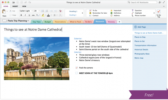 OneNote for Mac screenshot